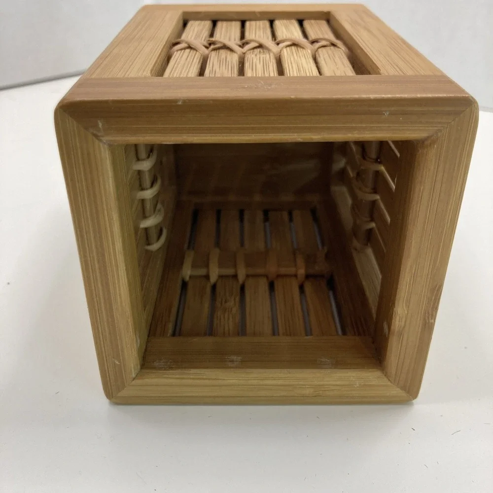 Vtg Bamboo Rattan MCM‎ Planter Desk Organizer 4.5